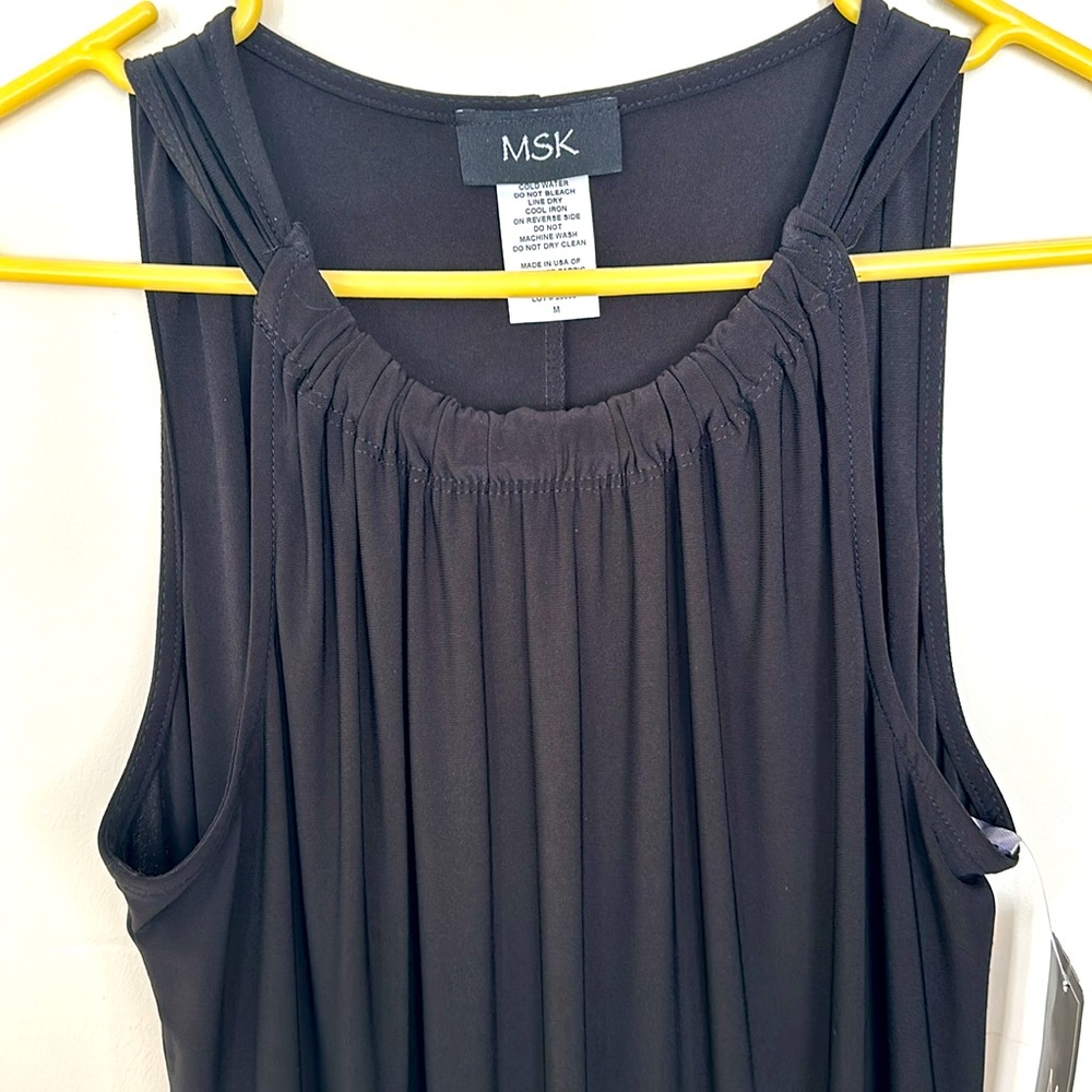 NWT MSK Sleeveless Beaded Black Shift Cocktail Dress M Evening Stretch - Picture 2 of 8
